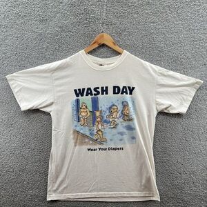 Bisaya Ispisyal Vintage Dilbert Wash Day Wear Your Diapers White T-Shirt Sz L/XL